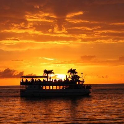 a sunset over a body of water