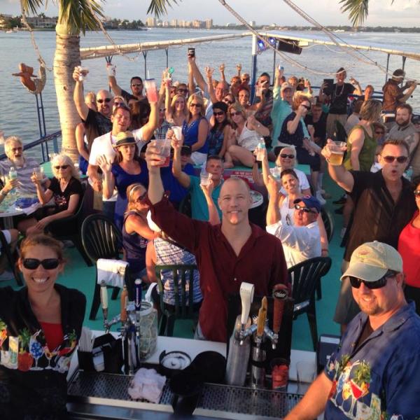 a group of people in a large body of water